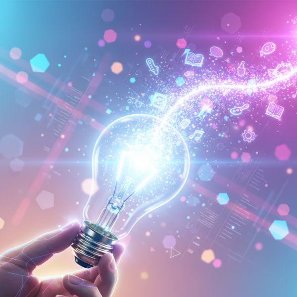 1. | 1.tw | 1tw | 一點行銷(一點文創)：一點文創品牌理念圖：手握發光燈泡象徵靈感啟發，傳遞文化創新、美學生活與設計思維的核心價值。