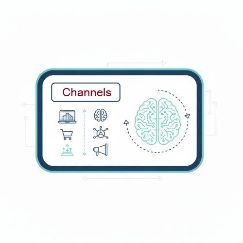 1. | 1.tw | 1tw | 一點行銷(一點文創):文創賦能迴圈第三階段圖示:通路與資源整合。展示跨平台品牌訊息統一、數位轉型電商方案與線下資源整合策略。